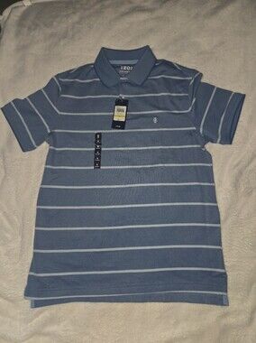 Izod Blue and Light Blue Striped Polo Shirt